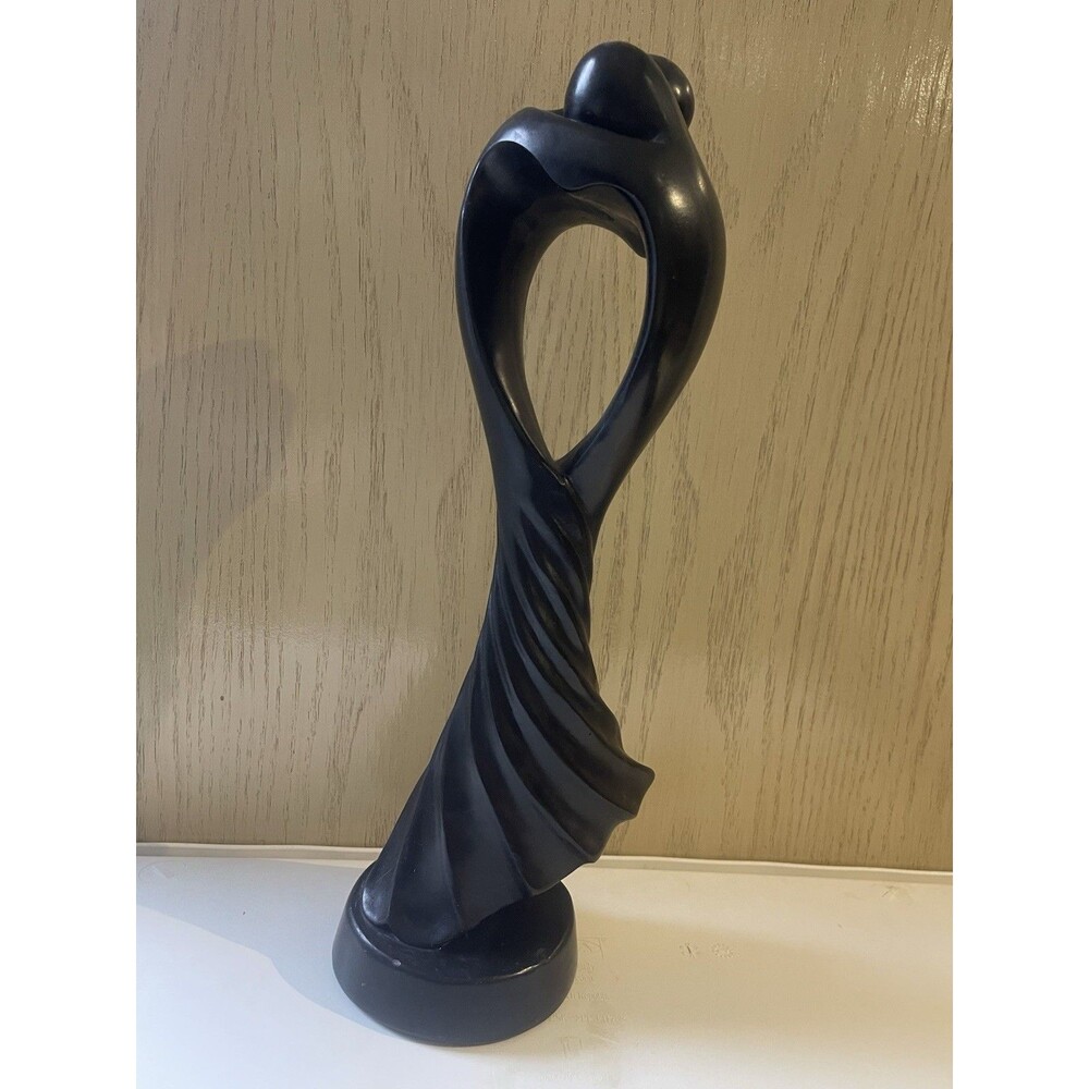14” Vintage MCM Lover's Embrace Abstract Figurine Ebony Wood Art Sculpture